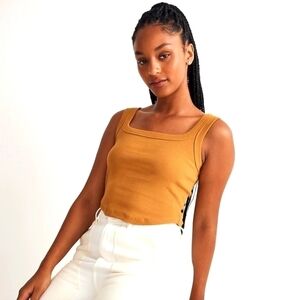 Madewell tailored sleekhold crop tank gold XXS NWT